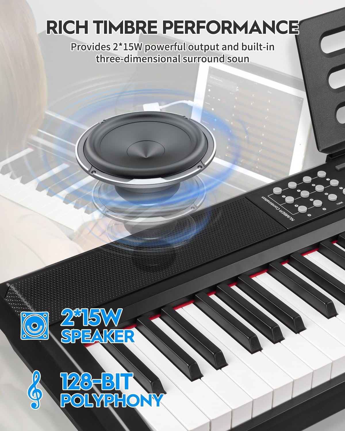 88 Keys Weighted Hammer-Action Digital Piano with Sustain Pedal R5089