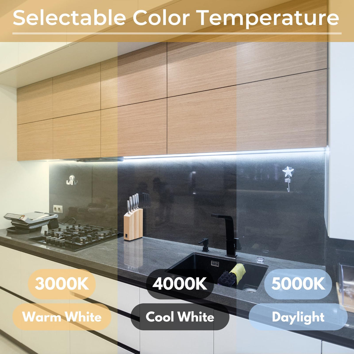 24-Inch LED Under Cabinet Light, Dimmable Color Selectable, 11W, White C31948
