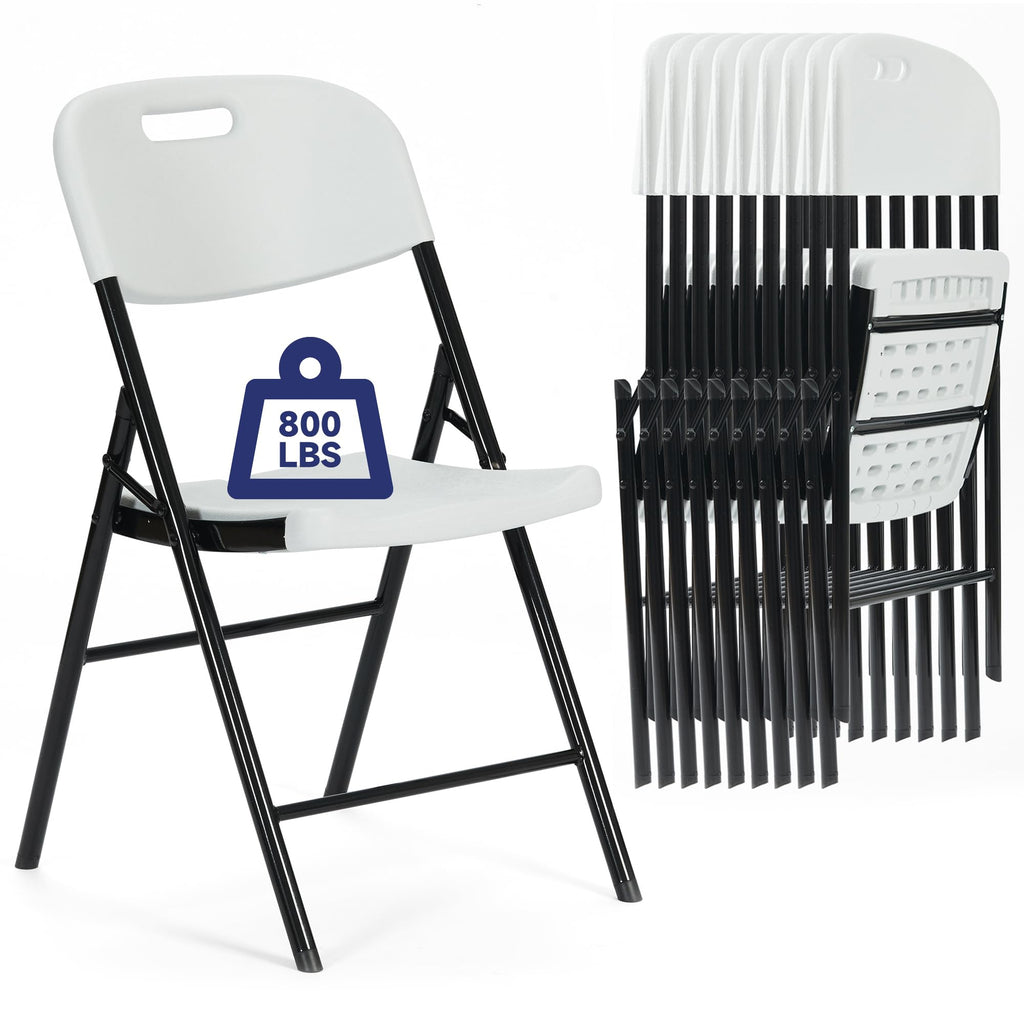 10 Pack White 800 LBS Folding Chairs F72775