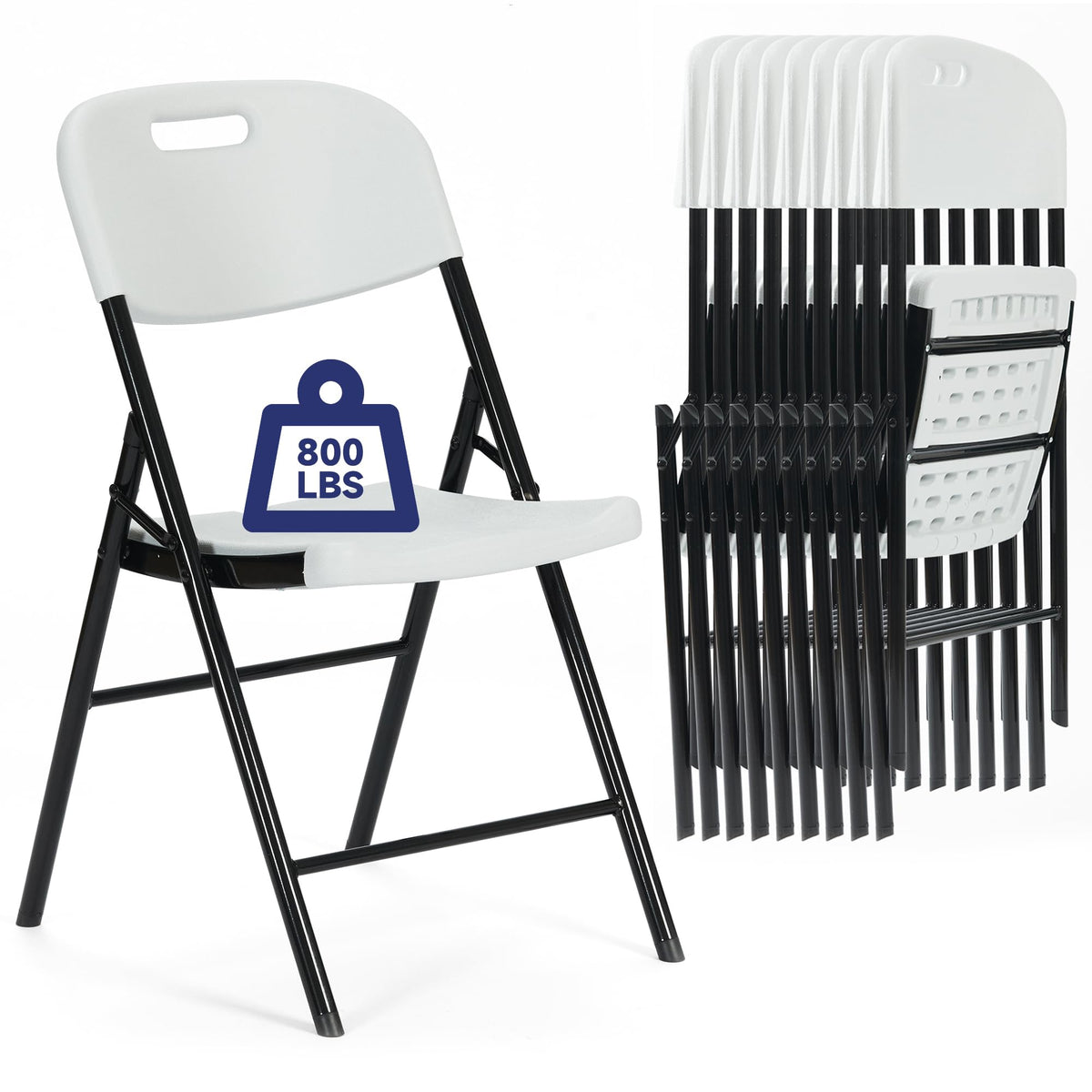 10 Pack White 800 LBS Folding Chairs F72775