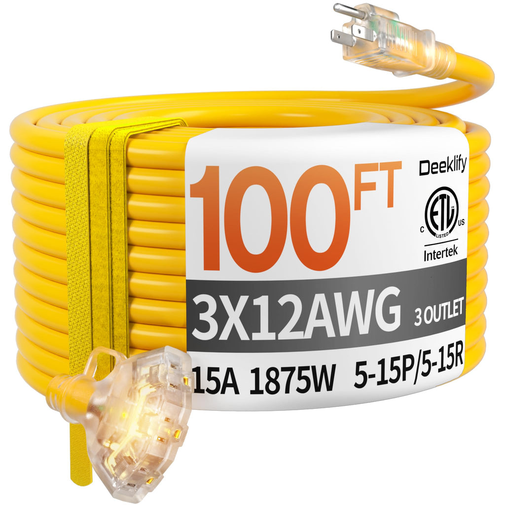 12 Gauge Heavy Duty Extension Cord with Multiple Outlets G58364
