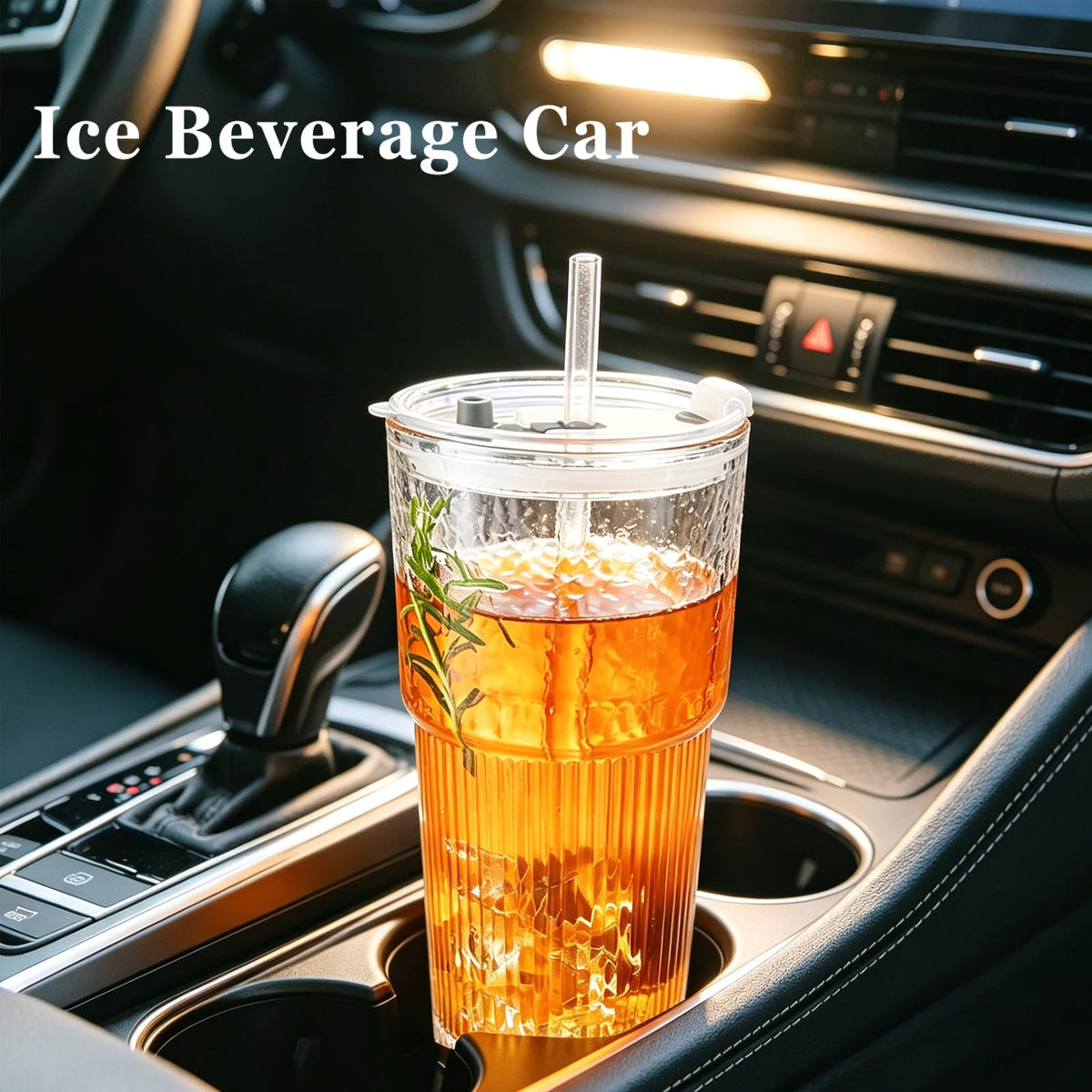 20oz Glass Cups with Lids and Straws, 2 PCS F9013
