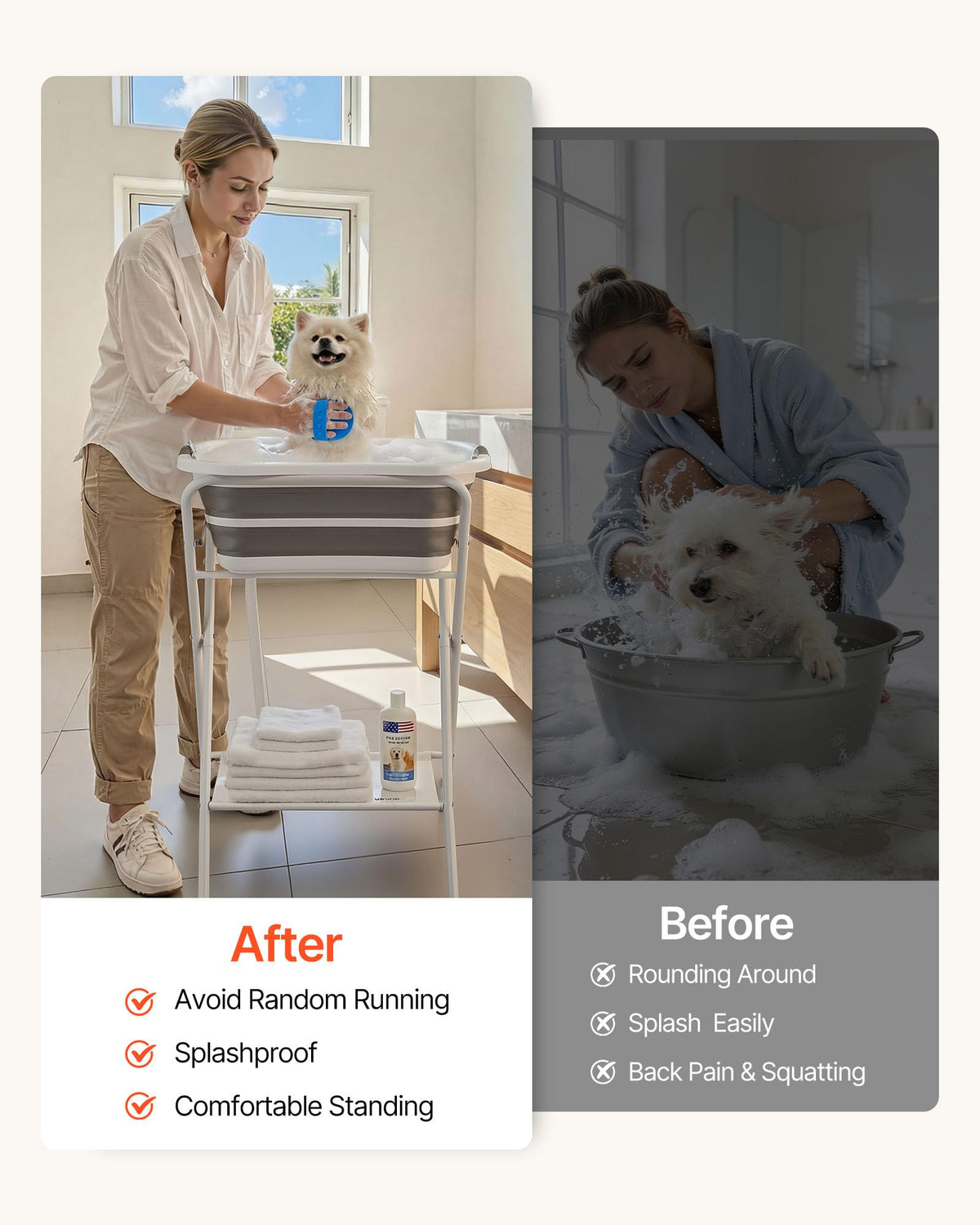 Elevated Collapsible Pet Bathtub with Drain Hose P515