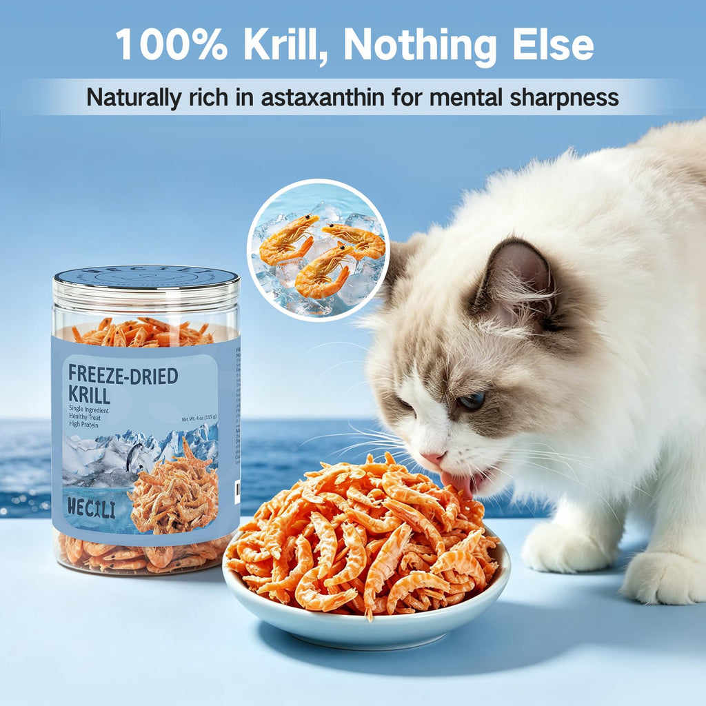 Freeze Dried Antarctic Krill Treats for Dogs & Cats, Omega-3, 4 oz K488