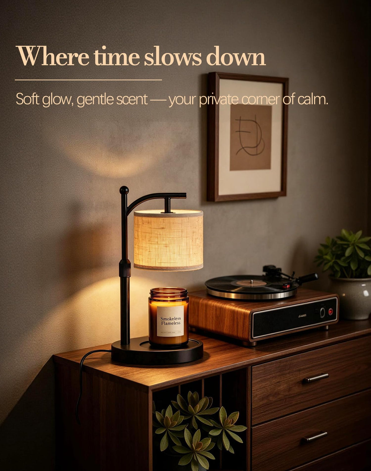 Adjustable Height Candle Warmer Lamp with Timer & Dimmer U136308