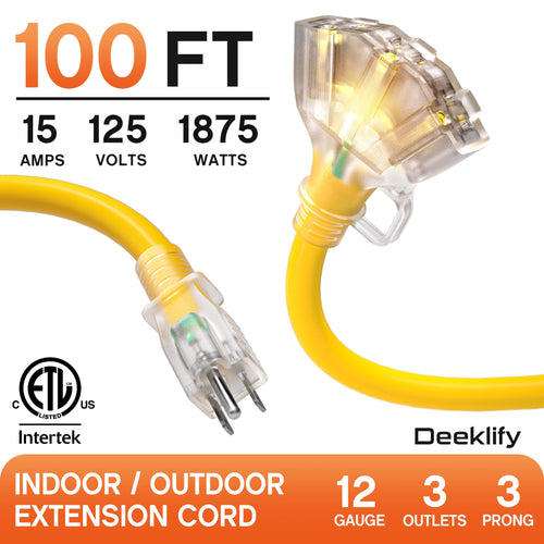 12 Gauge Heavy Duty Extension Cord with Multiple Outlets G58364