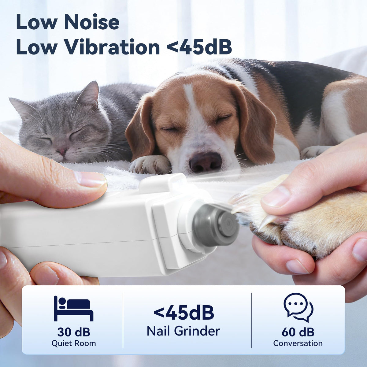 2-in-1 Quiet Electric Pet Nail Clipper & Grinder with Light J63293