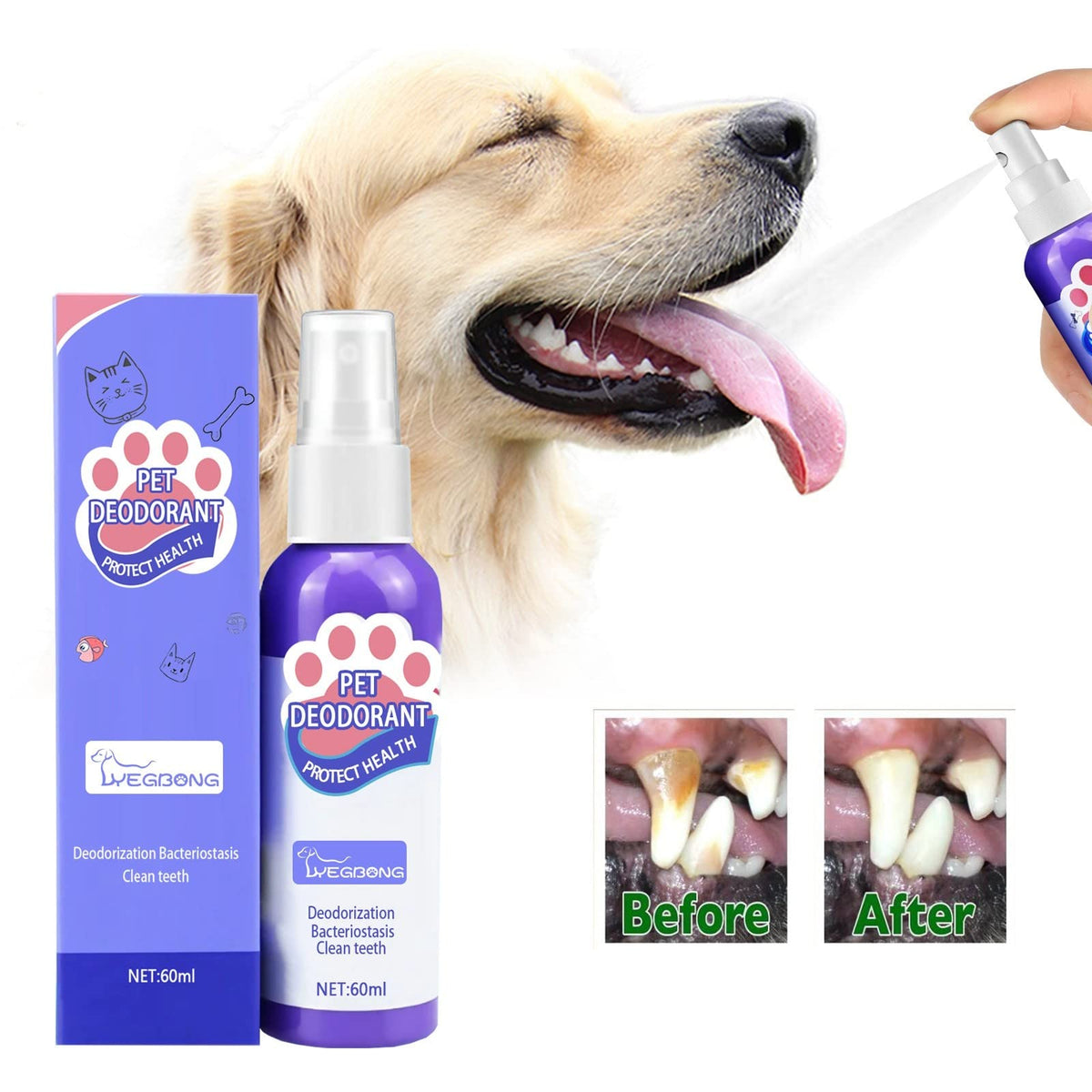 Pet Breath Freshen Spray 60ml Oral Hygiene Solution for Dogs & Cats P74133