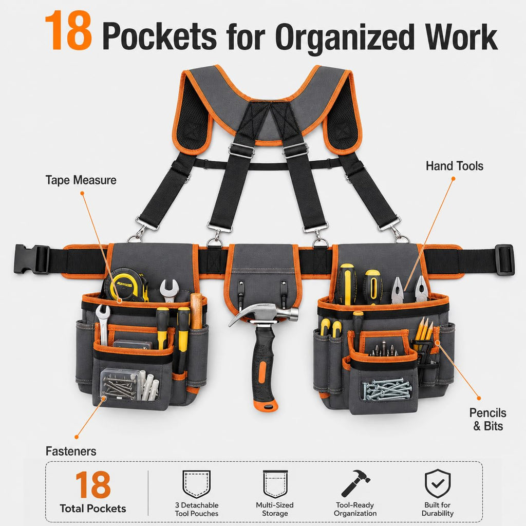 Heavy Duty Magnetic Tool Belt with Suspenders Z4637