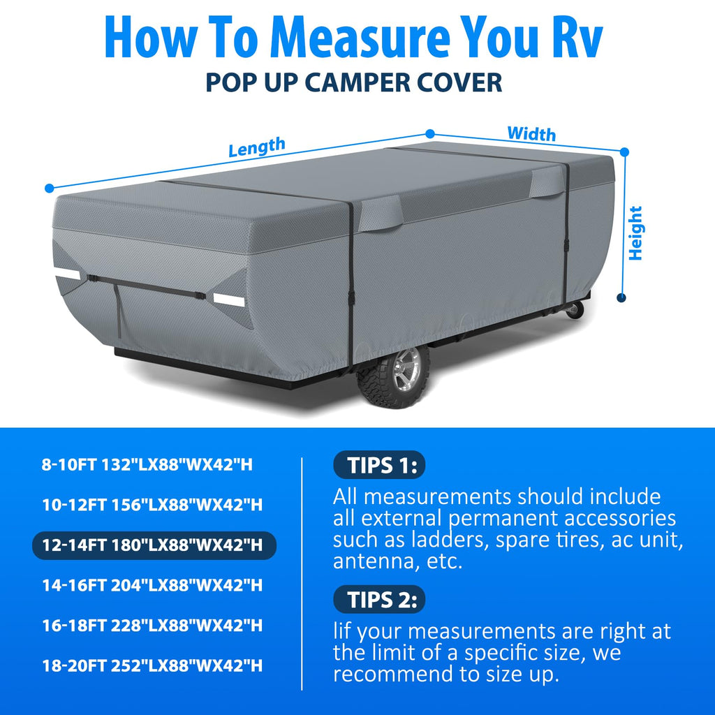 9 Layers 12-14ft Tent Trailer Cover Y551