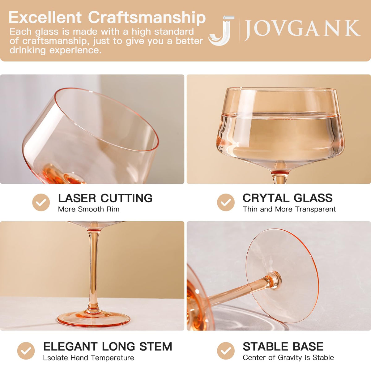 Colored Coupe Glasses Set of 6, Hand Blown 13Oz X63988