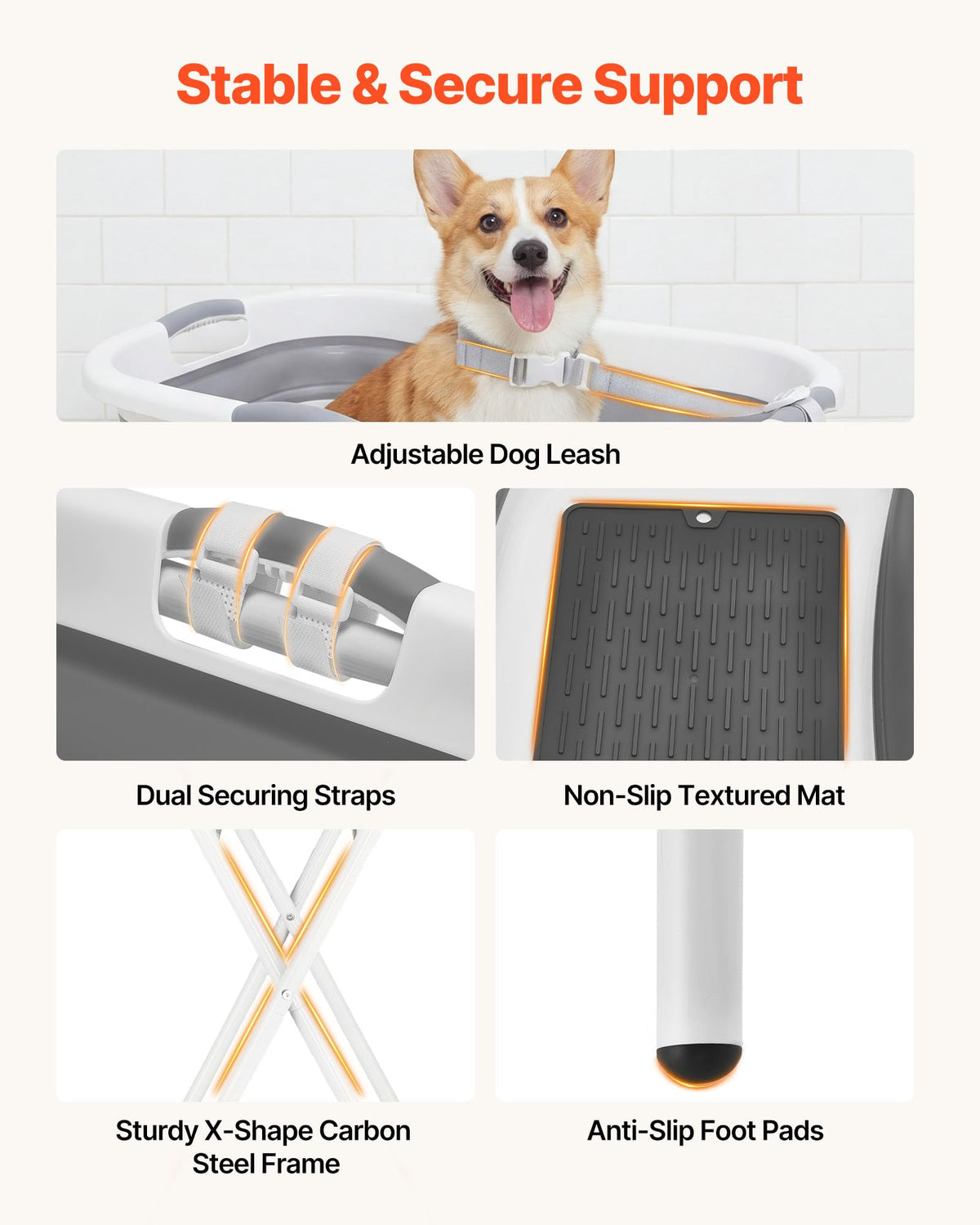 Elevated Collapsible Pet Bathtub with Drain Hose P515