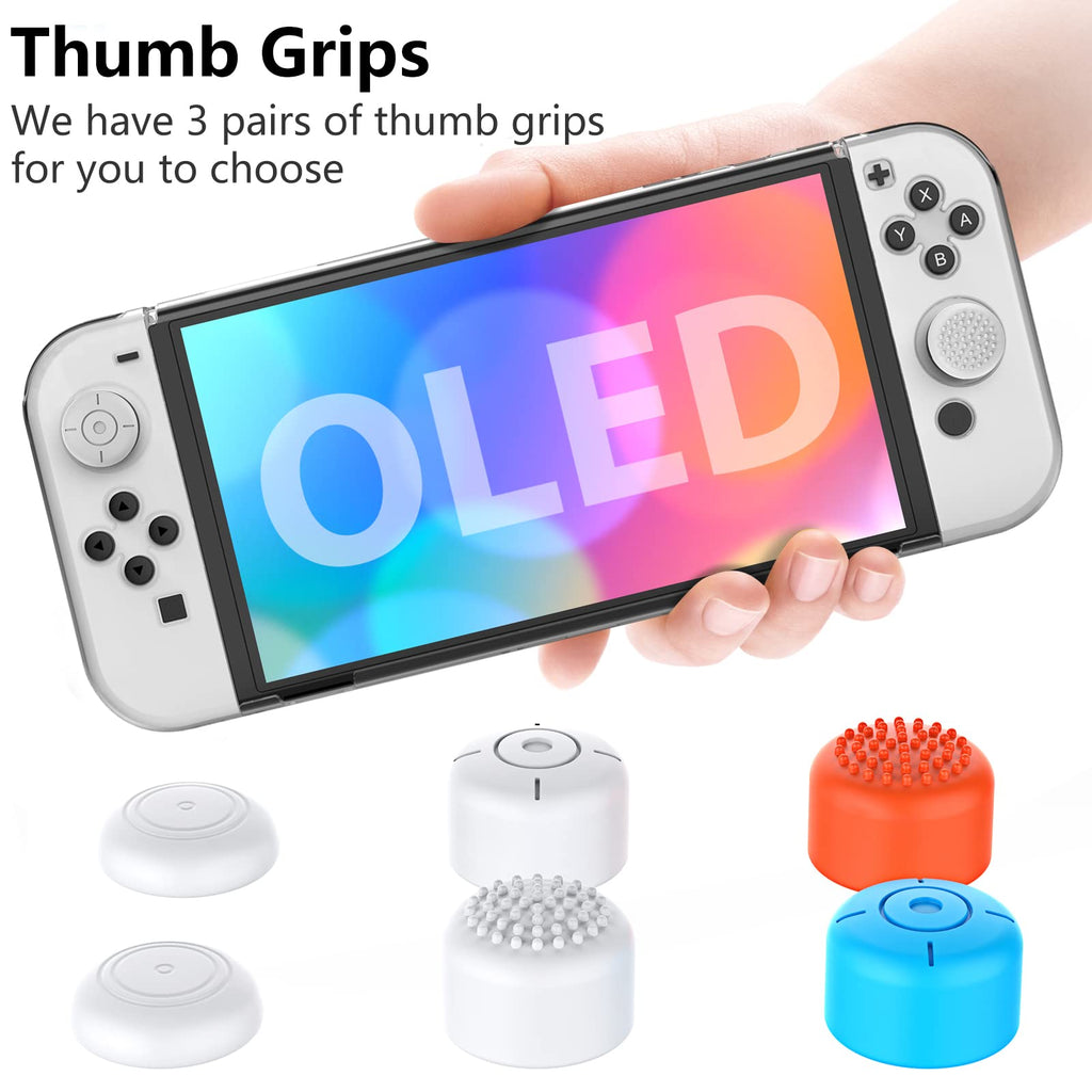 Switch OLED Dockable Hard PC Case with Thumb Stick Caps K2015