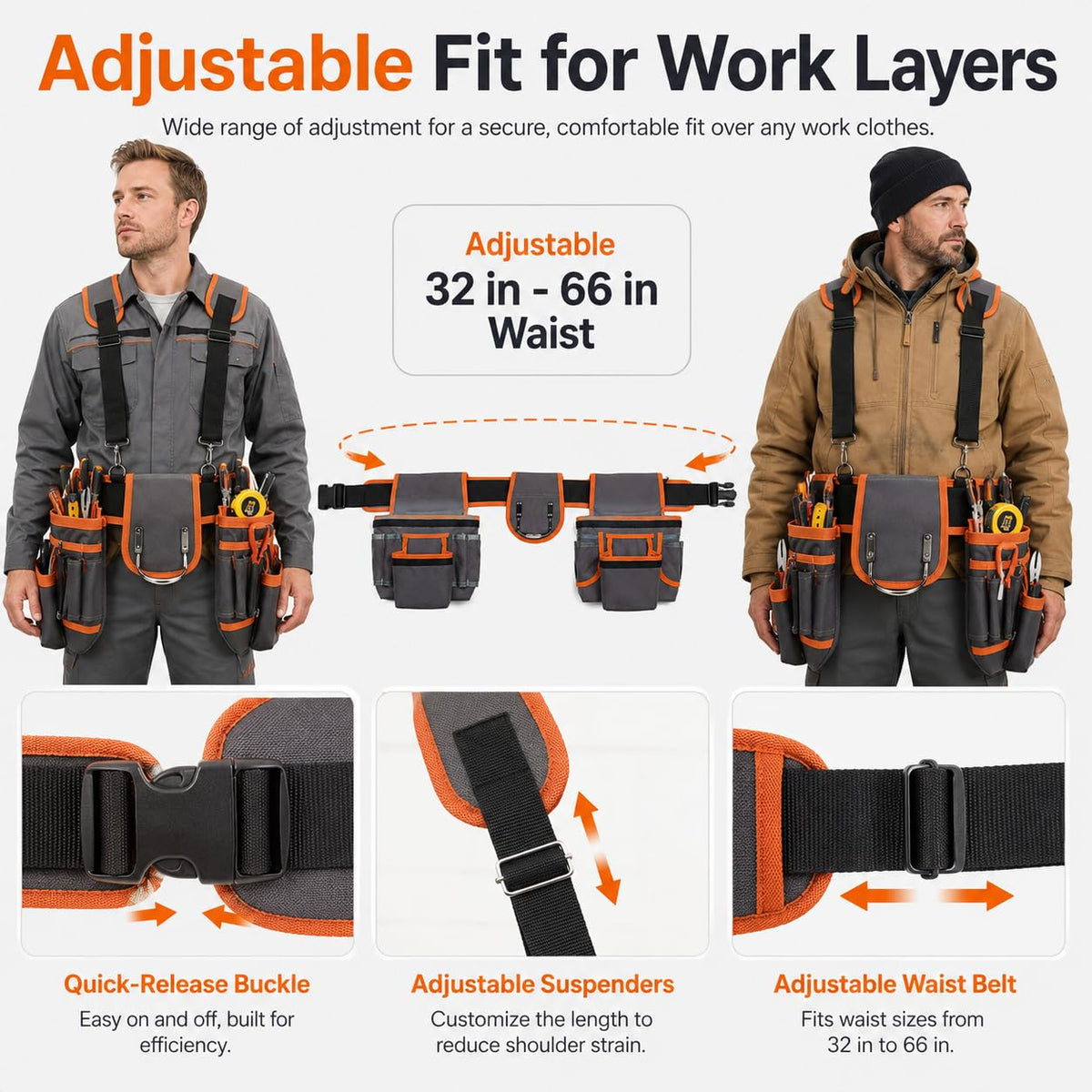 Heavy Duty Magnetic Tool Belt with Suspenders Z4637