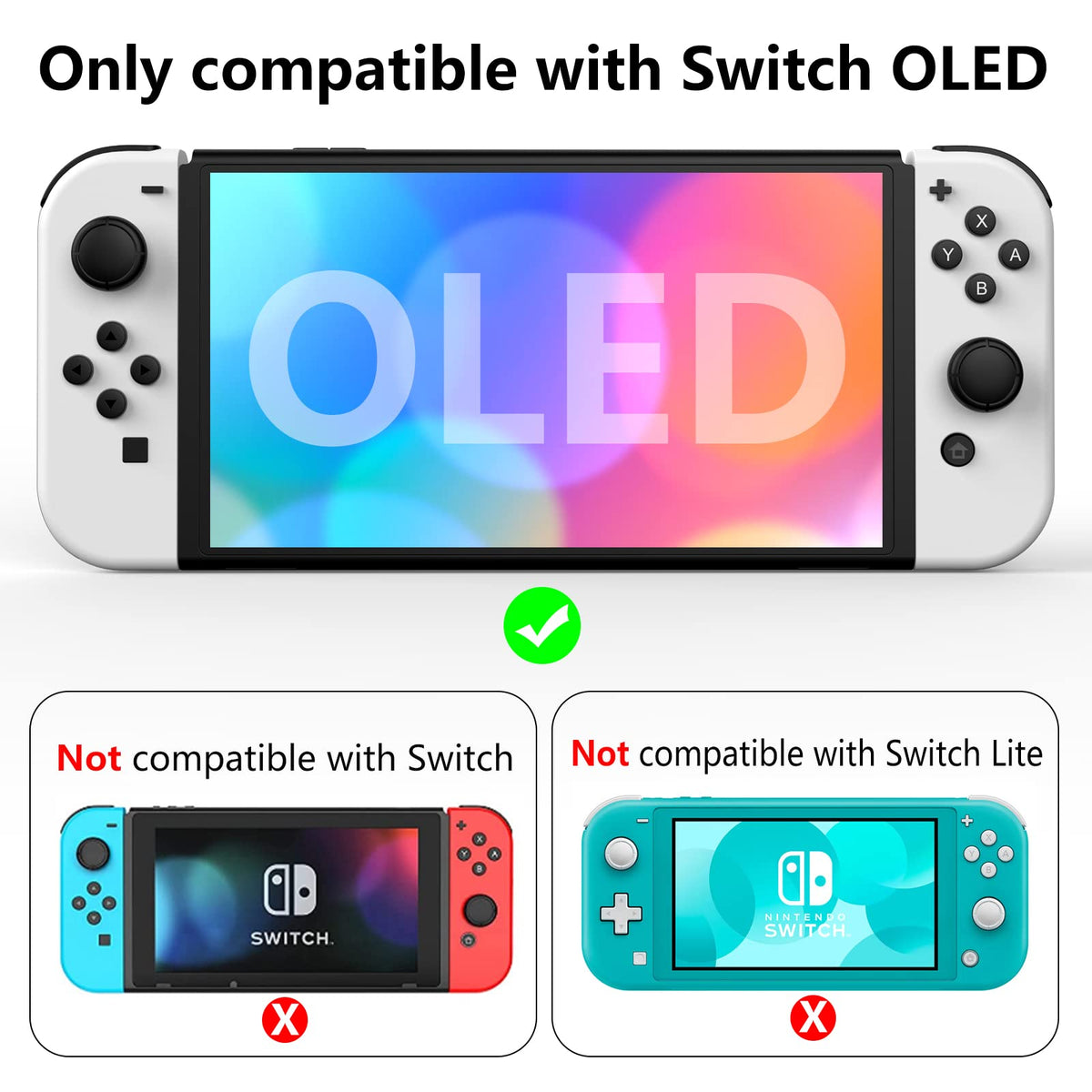 Switch OLED Dockable Hard PC Case with Thumb Stick Caps K2015