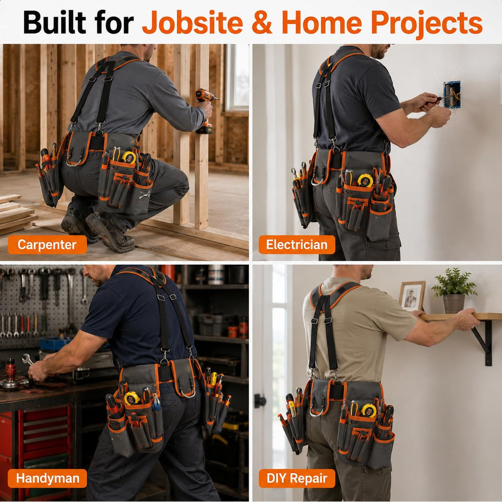 Heavy Duty Magnetic Tool Belt with Suspenders Z4637