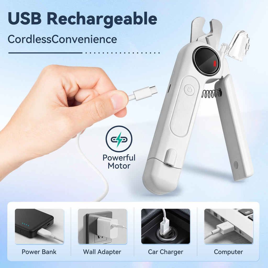 2-in-1 Quiet Electric Pet Nail Clipper & Grinder with Light J63293