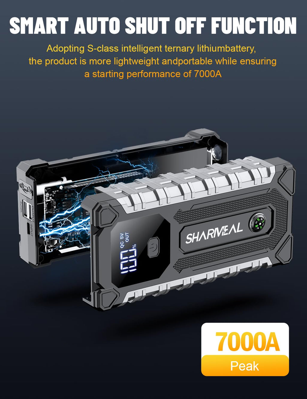 7000A 12V Portable Jump Starter with LED Light T7691