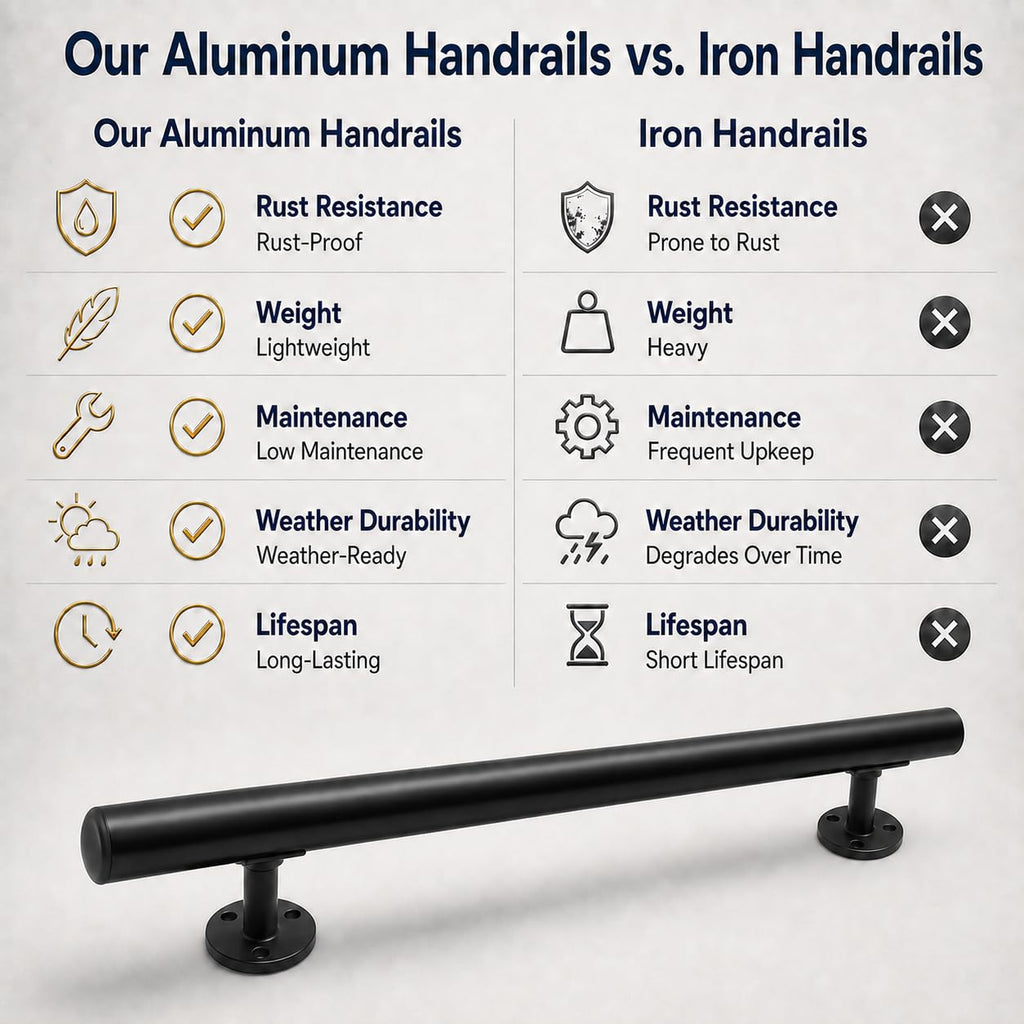 6FT Black Aluminum Stair Handrail Kit V239