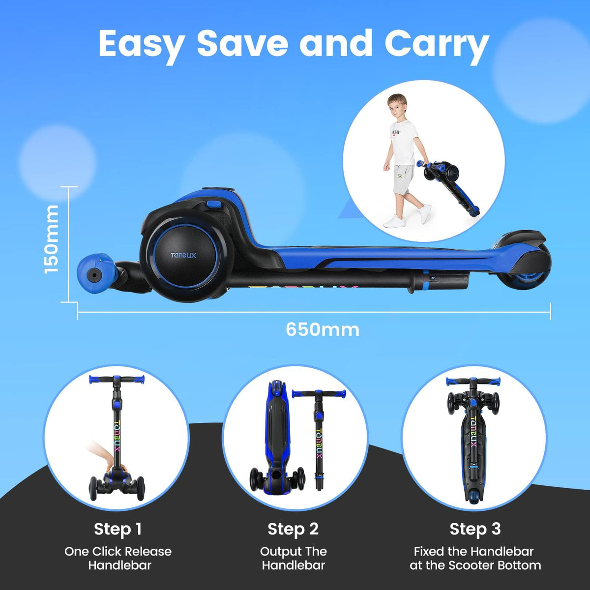Kids 3-Wheel Scooter with Adjustable Heights F106