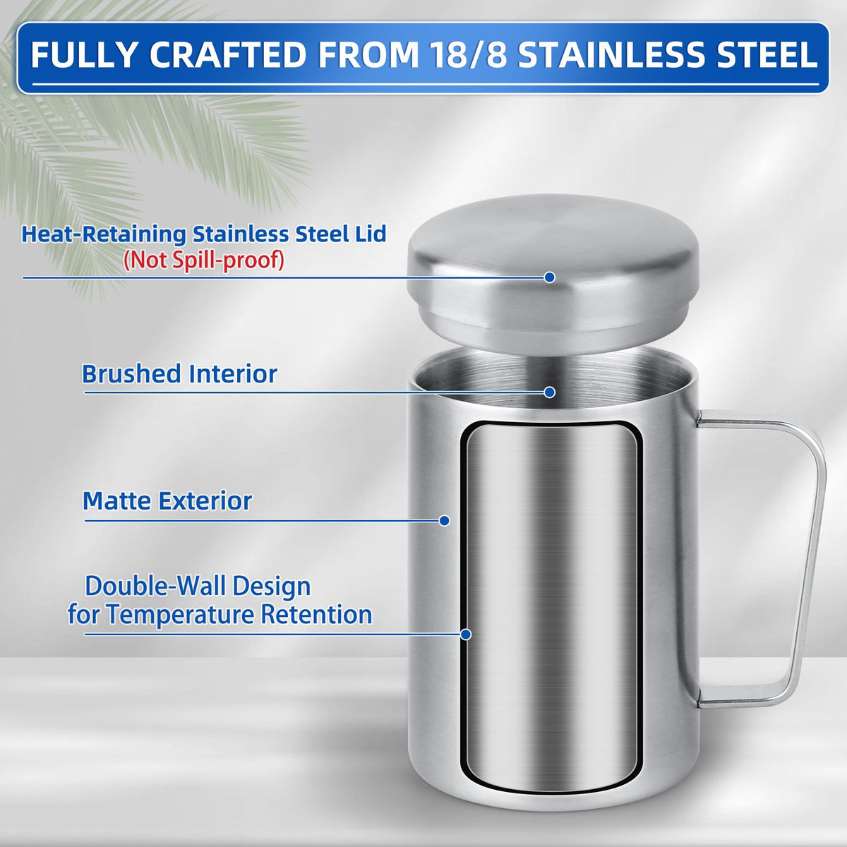 17 oz Stainless Steel Camping Mugs with Lids, Set of 2 Z569287