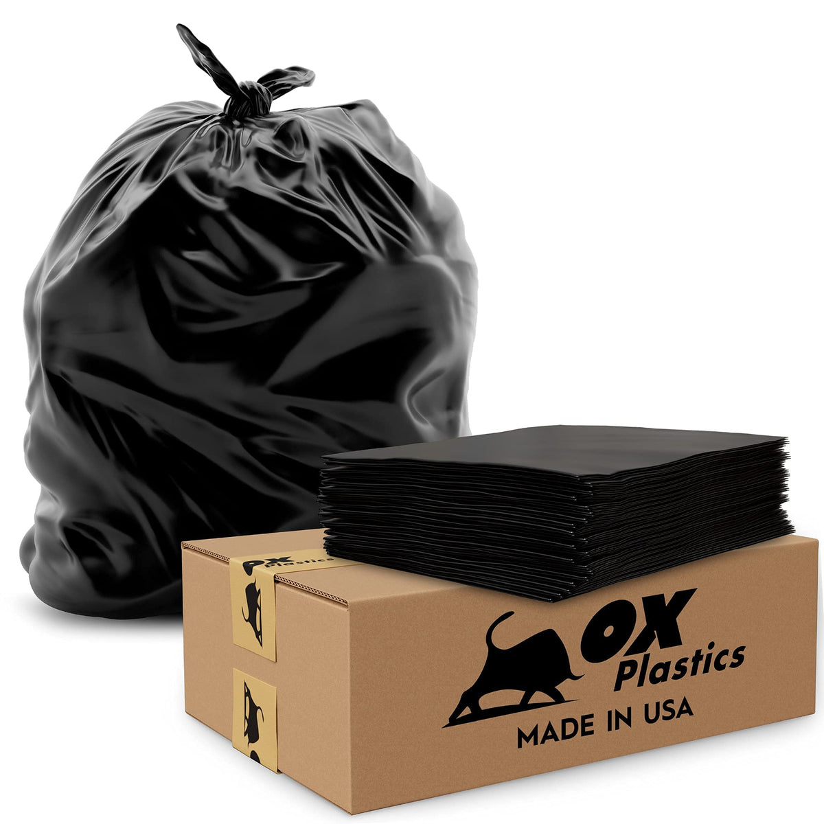 55 Gallon 2 MIL 100 Count Black Trash Bag O58857