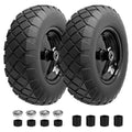 16" Flat Free Solid Rubber Wheelbarrow Wheels, 2 Pack J187