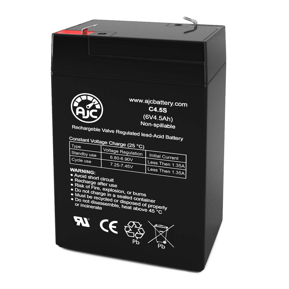 6V 4.5Ah Sealed Lead Acid Battery G9257