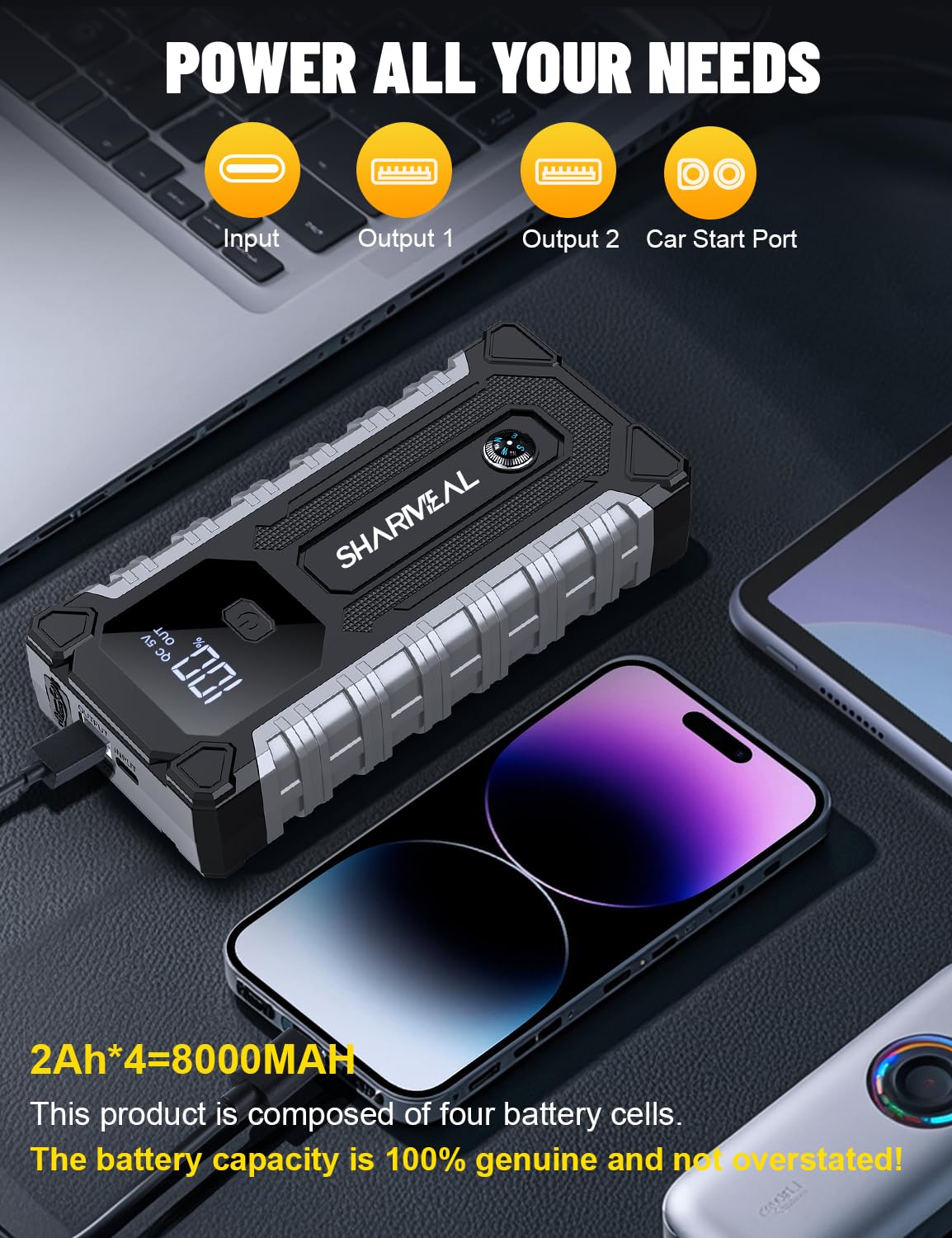 7000A 12V Portable Jump Starter with LED Light T7691