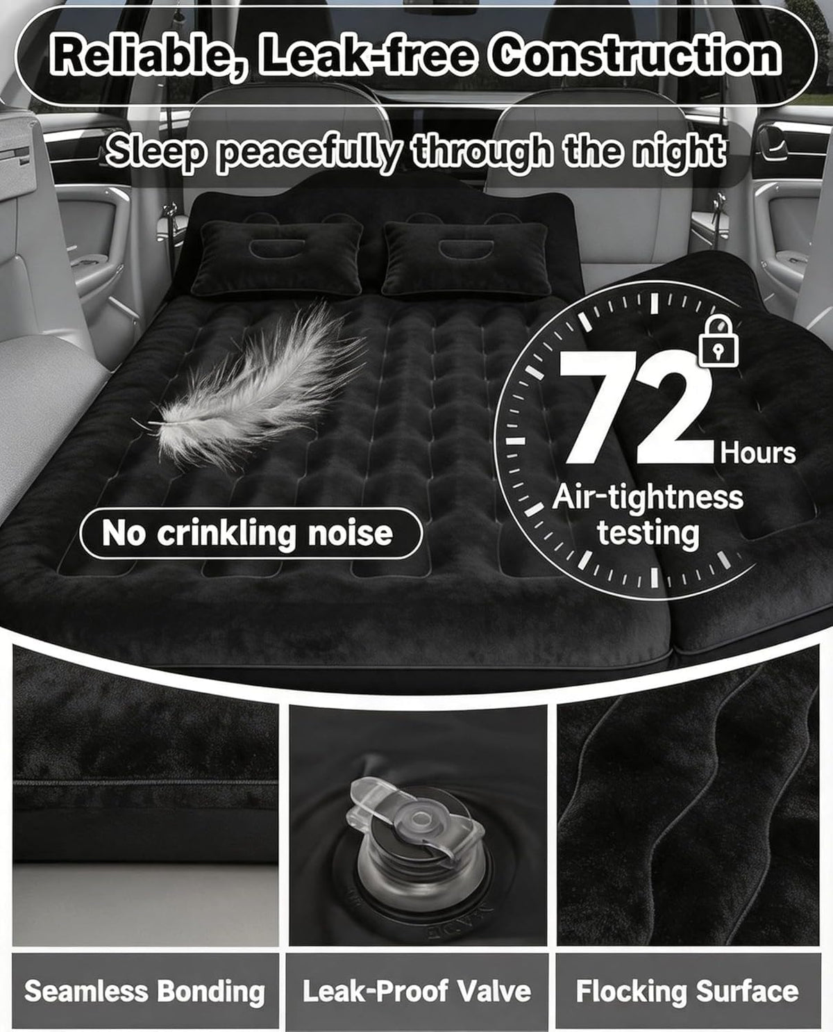 Inflatable Car Air Mattress with Pump & Pillows U8179