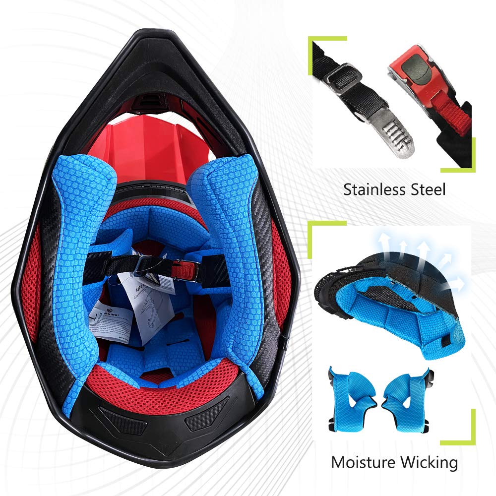 Adult Dirt Bike Helmets ATV Motocross Helmet with Camera Mount DOT Red Black M X48850