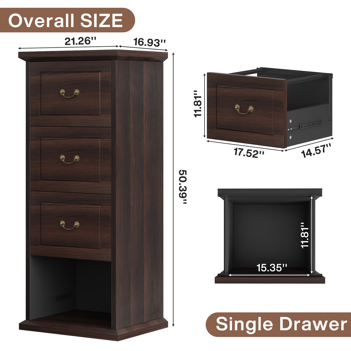 4 Drawer Walnut File Cabinet W473797