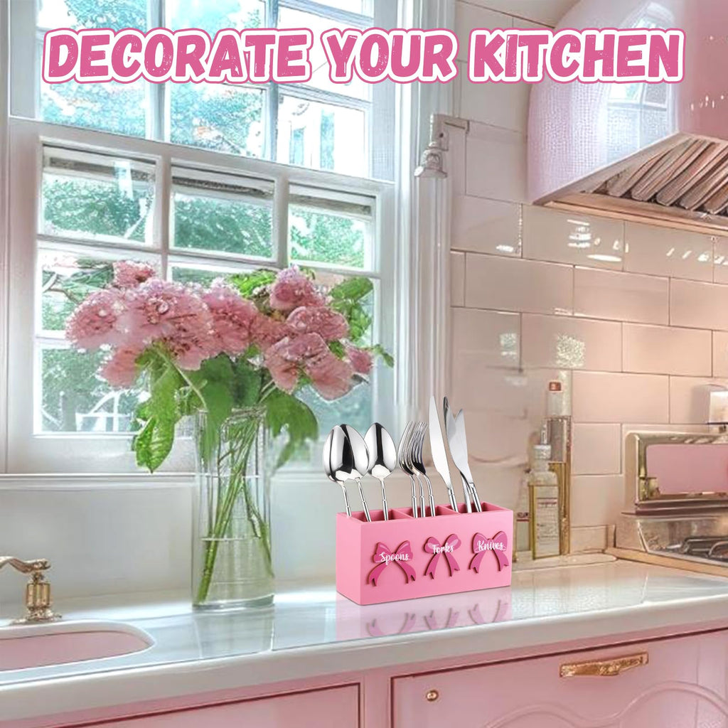 Pink Wood Utensil Holder G3823