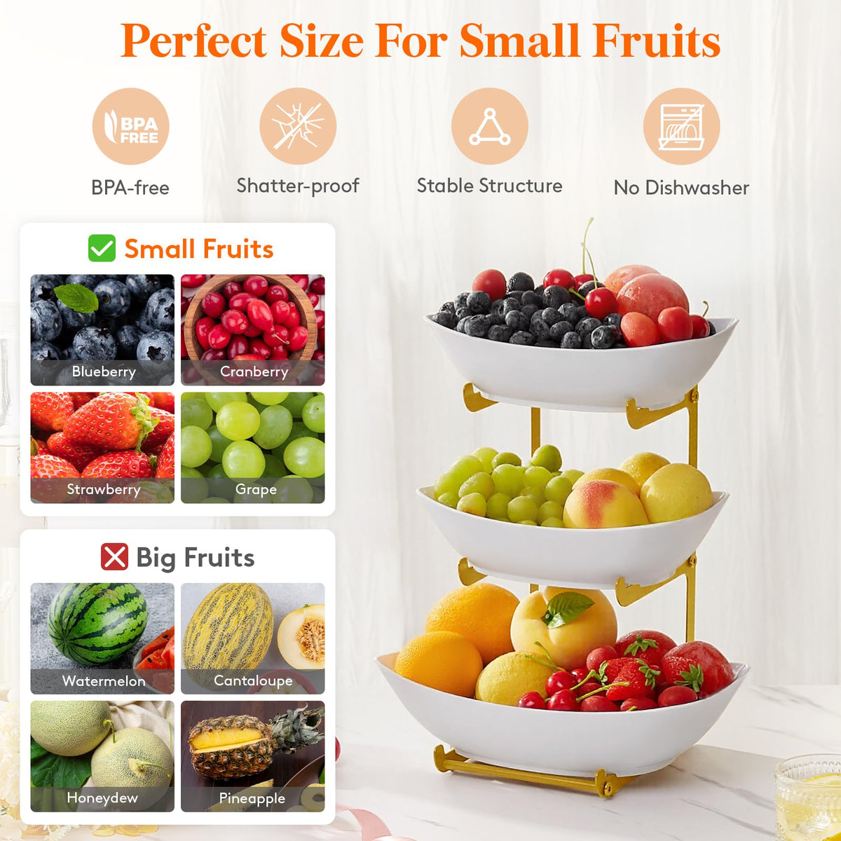 3 Tier Plastic Fruit Bowl W418