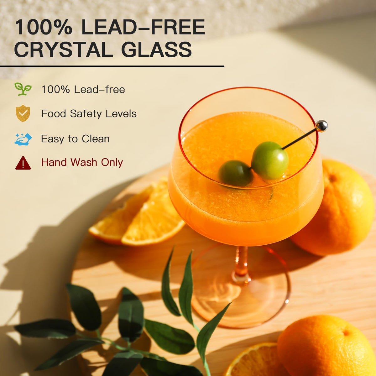Colored Coupe Glasses Set of 6, Hand Blown 13Oz X63988
