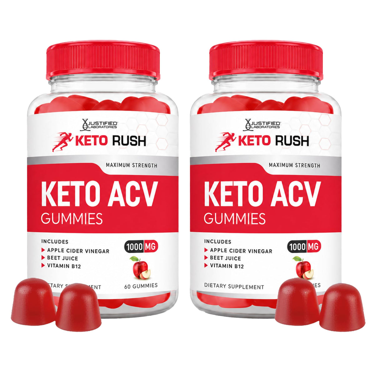 Keto ACV Gummies 1000 mg 60 Count Pack of 2 Vegan Gluten Free S7581