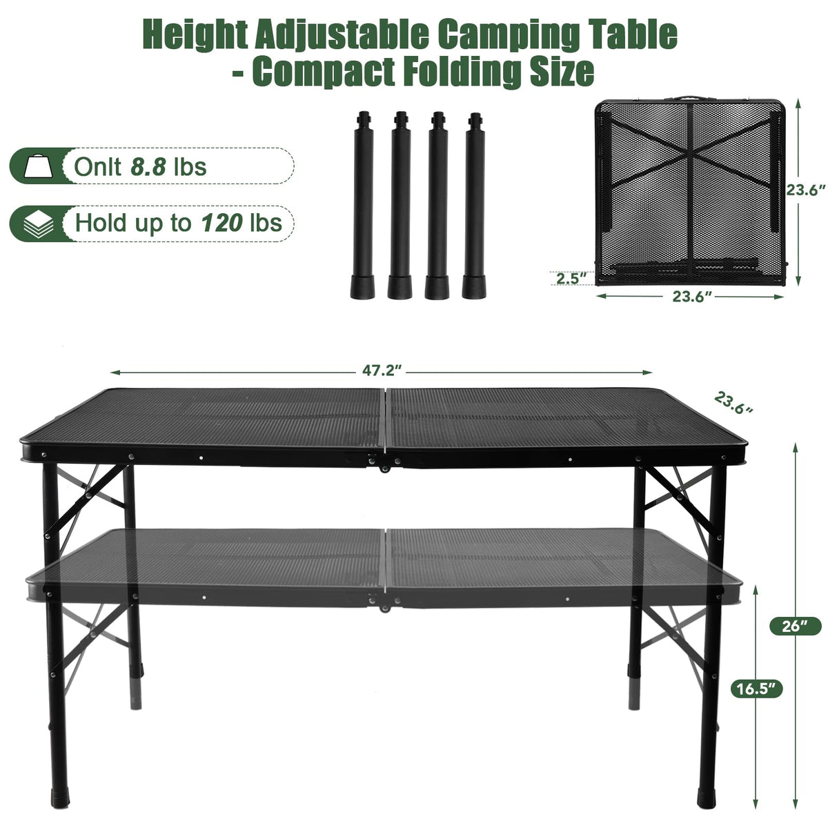 4Ft Metal Folding Camping Table X881767