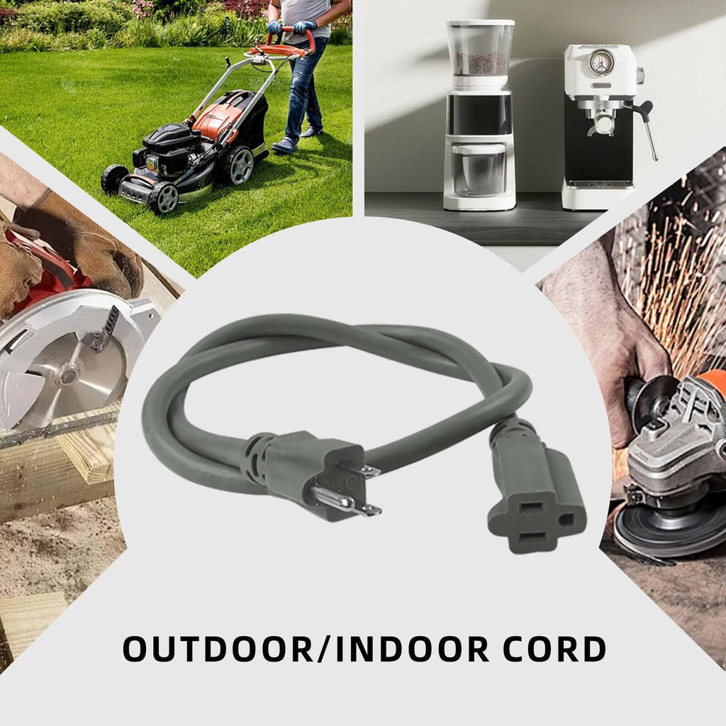 100ft Indoor Outdoor Extension Cord 12/3 SJTW Heavy Duty 15Amp 1875W Gray V77171