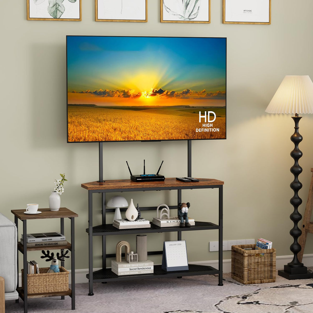 23" to 60" Corner TV Stand with Mount and Storage Shelves U267571