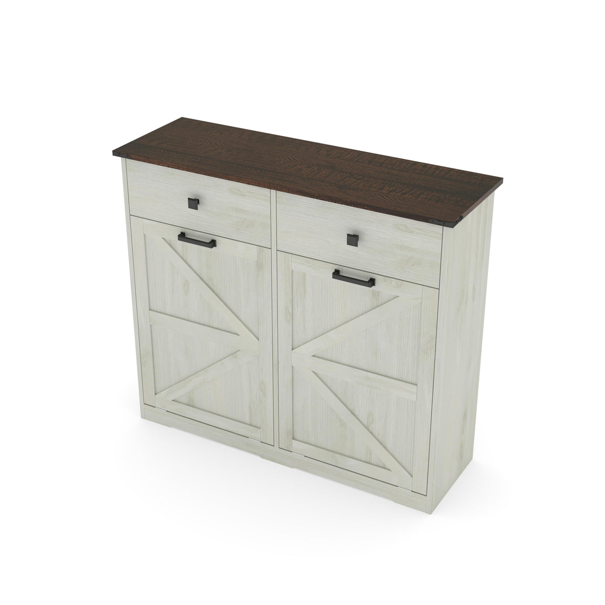 20 Gallon Double Tilt Out Laundry Hamper Cabinet with Drawers I53463