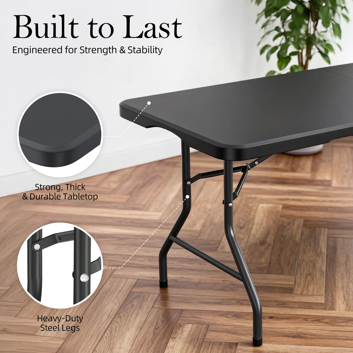 6FT Heavy Duty Foldable Plastic Table J96493