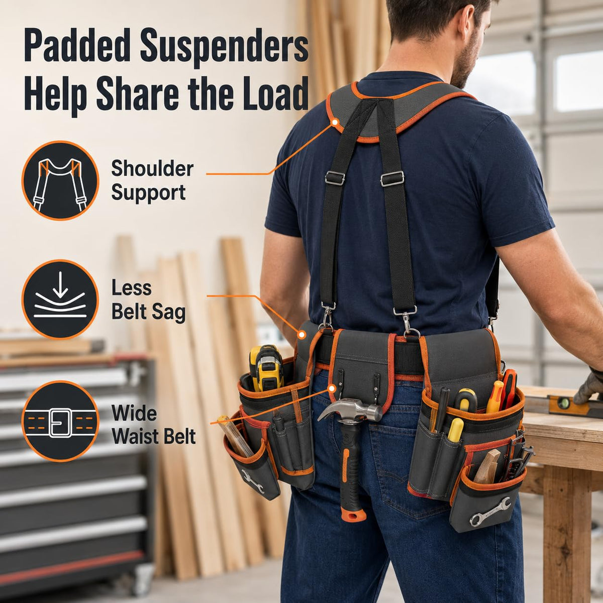 Heavy Duty Magnetic Tool Belt with Suspenders Z4637