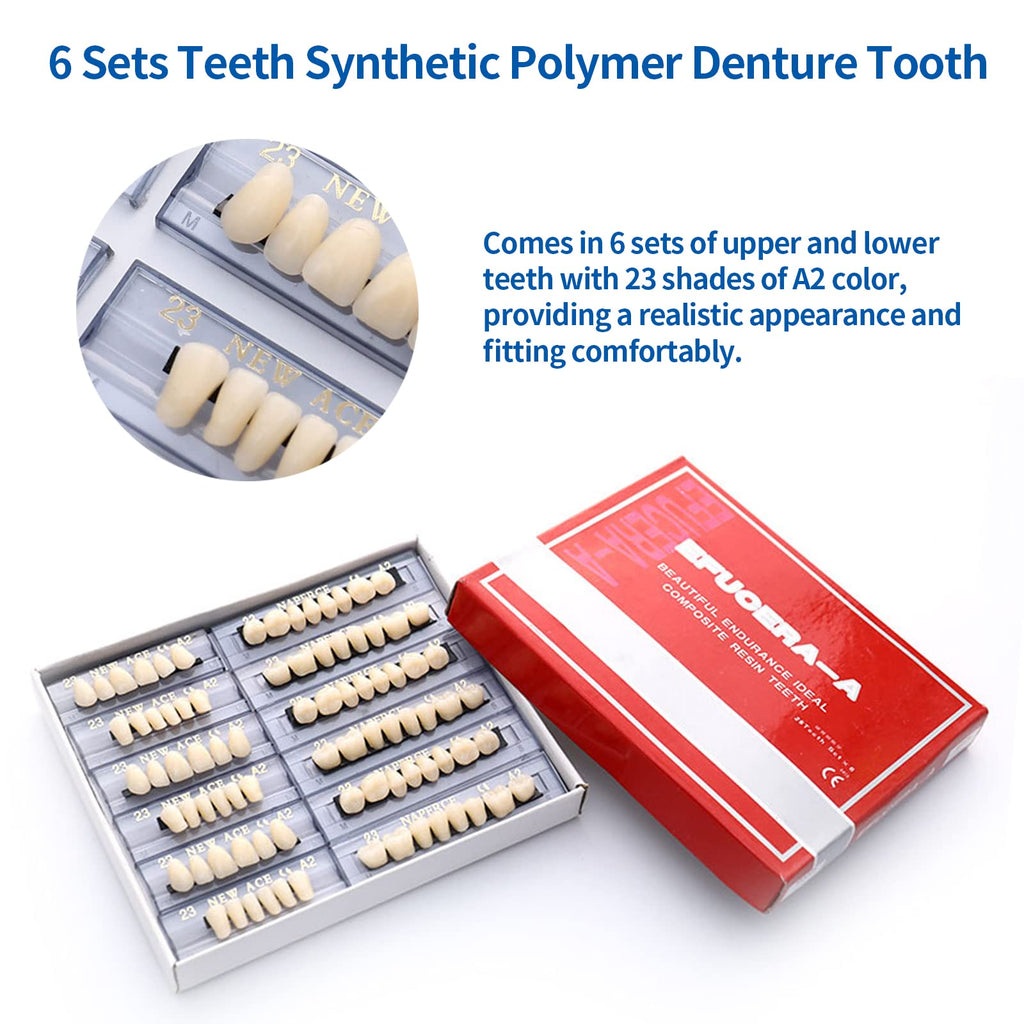 168 Pieces Acrylic Resin Denture Teeth 6 Sets 23 Shade A2 Upper + Lower B9298
