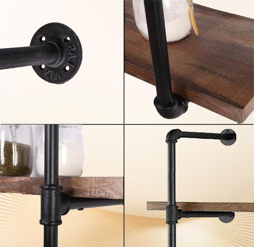 Black Iron Pipe Shelf Bracket, 2Pcs 5 Tier 68" Tall G2154