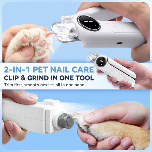 2-in-1 Quiet Electric Pet Nail Clipper & Grinder with Light J63293
