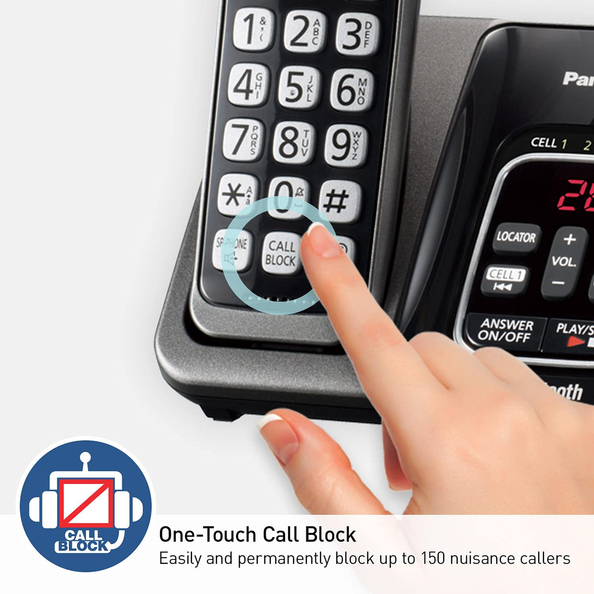 Expandable Cordless Phone System with Answering Machine, 3 Handsets T325089