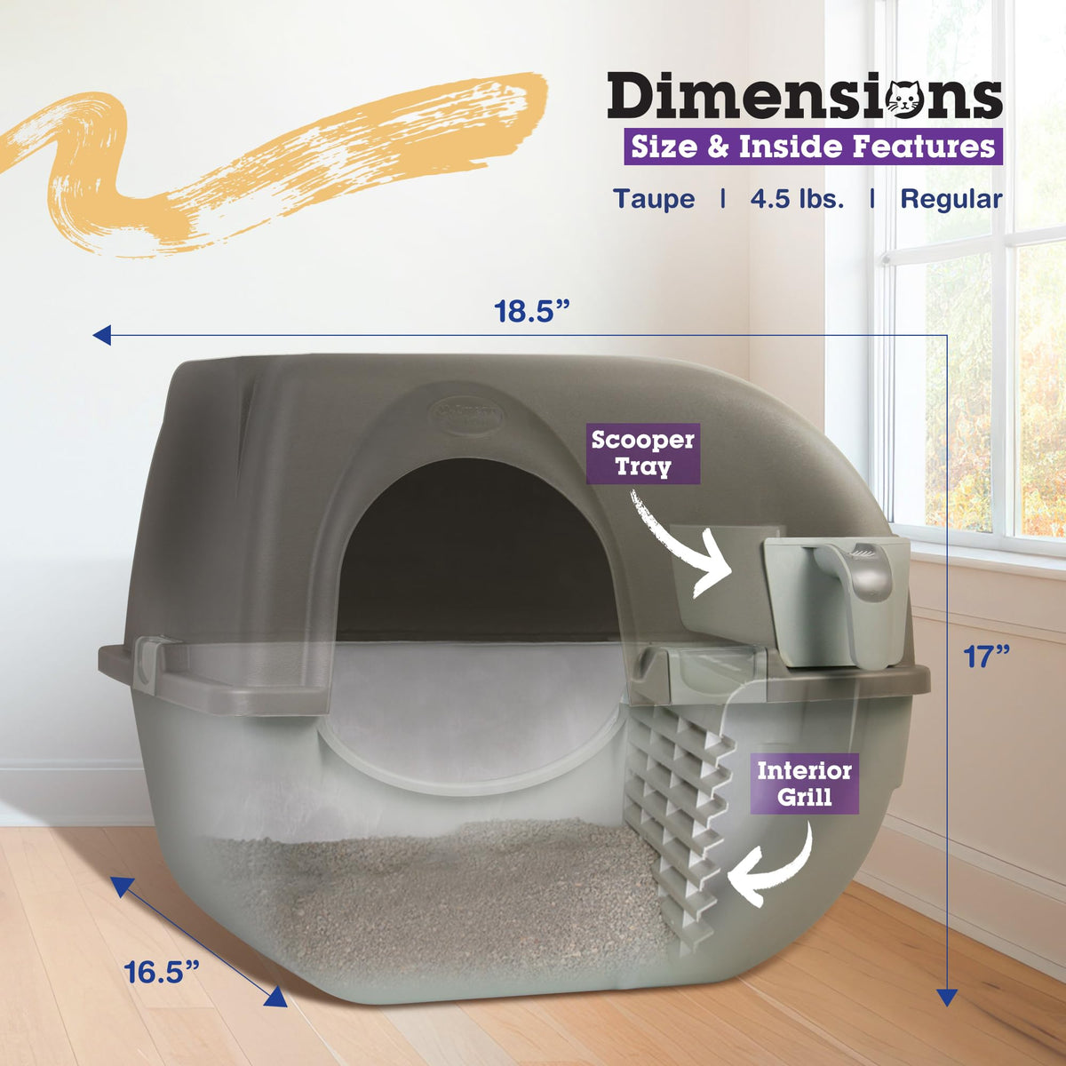 Self Cleaning Litter Box Regular Size Grey B58883