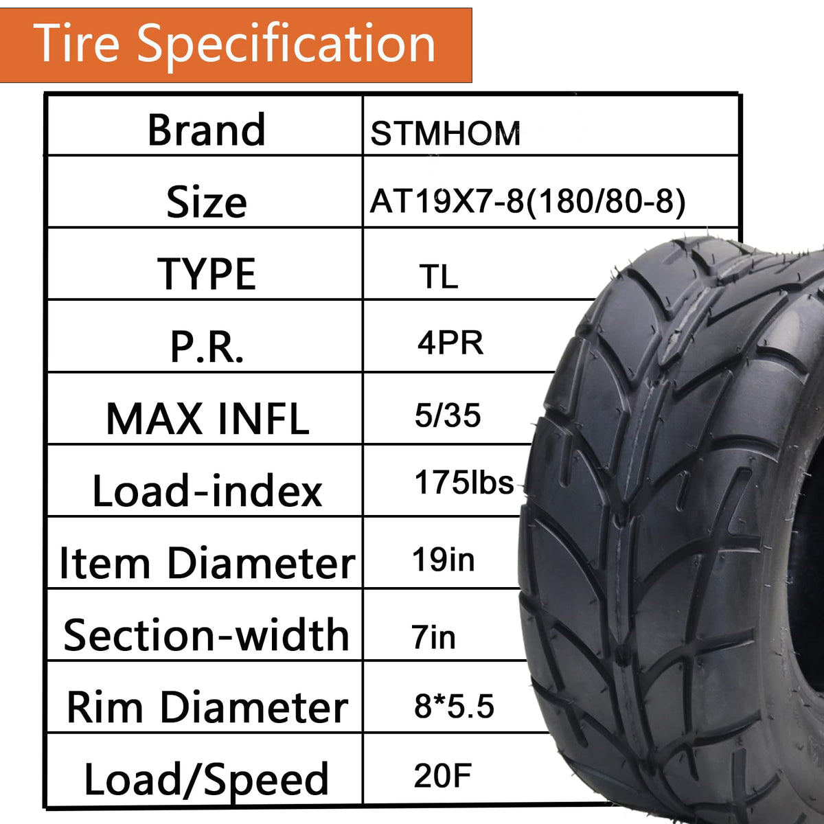 Pack of 2 19x7-8 Off-Road ATV/UTV Tires C32645