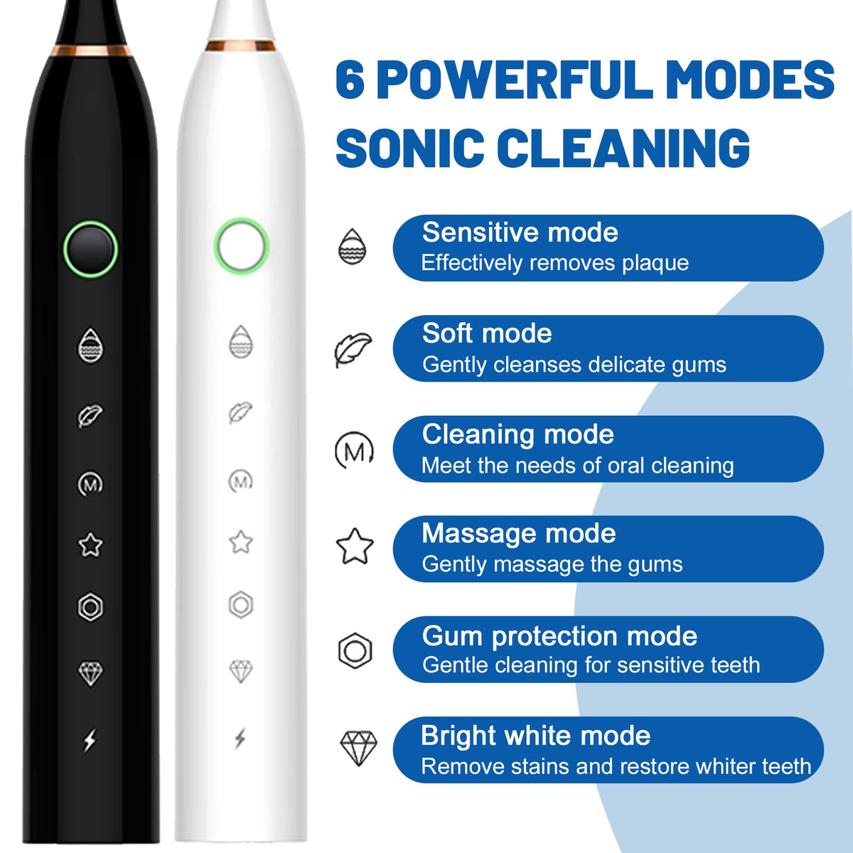 Black White 2 Pack Electric Toothbrush with 8 Brush Heads W4560