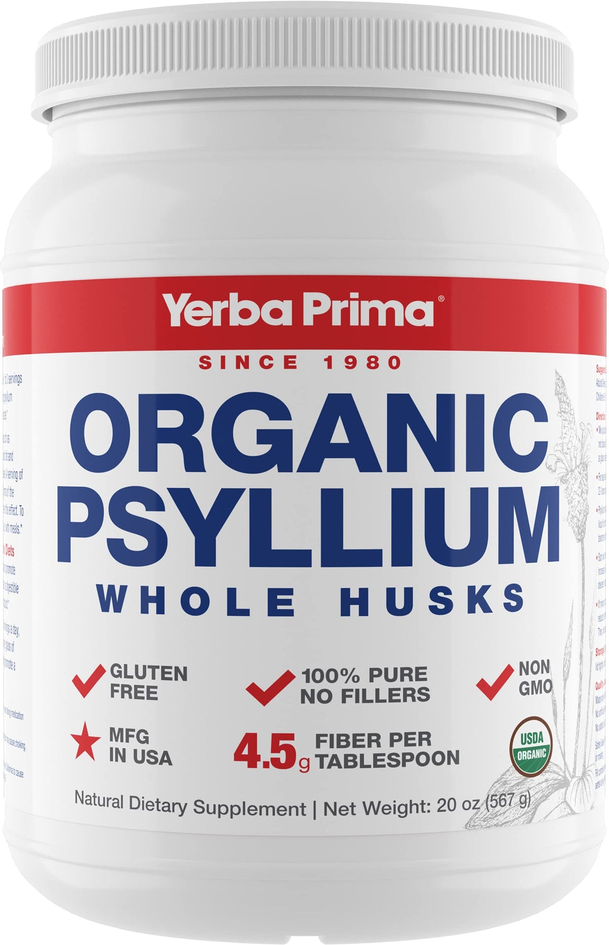 Organic Psyllium Whole Husks Fiber Supplement 20 oz T734675